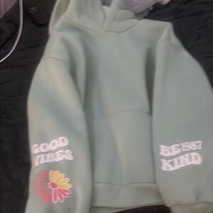 Trendy Green Hoodie with Positive Messages